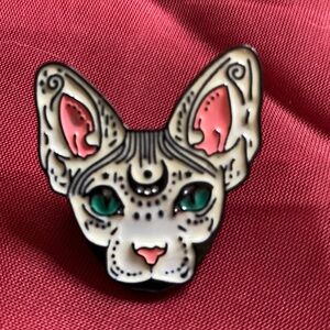 Sphynx Cat Enamel Pin - witchy vibes